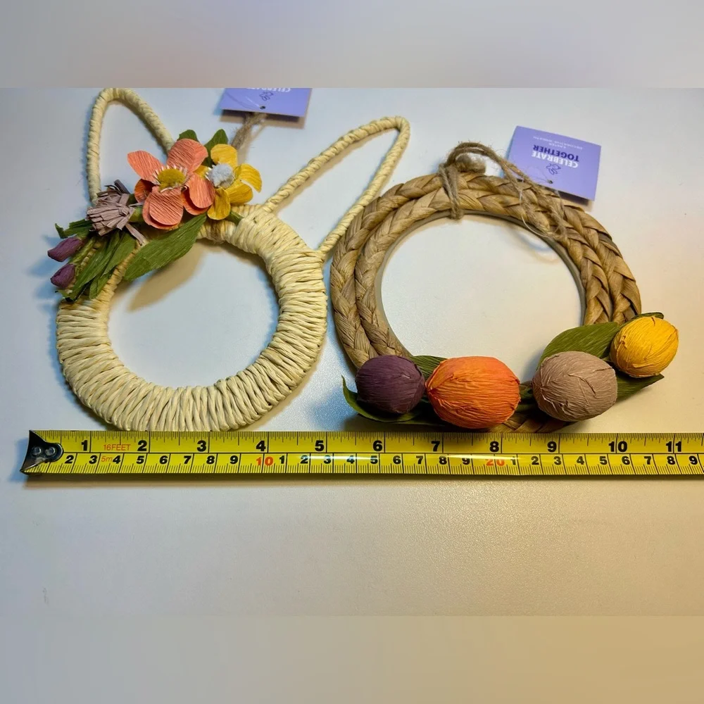 NWT Two Easter Wicker Wall Decorations